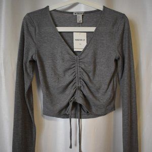 Cropped Tie Front Top
